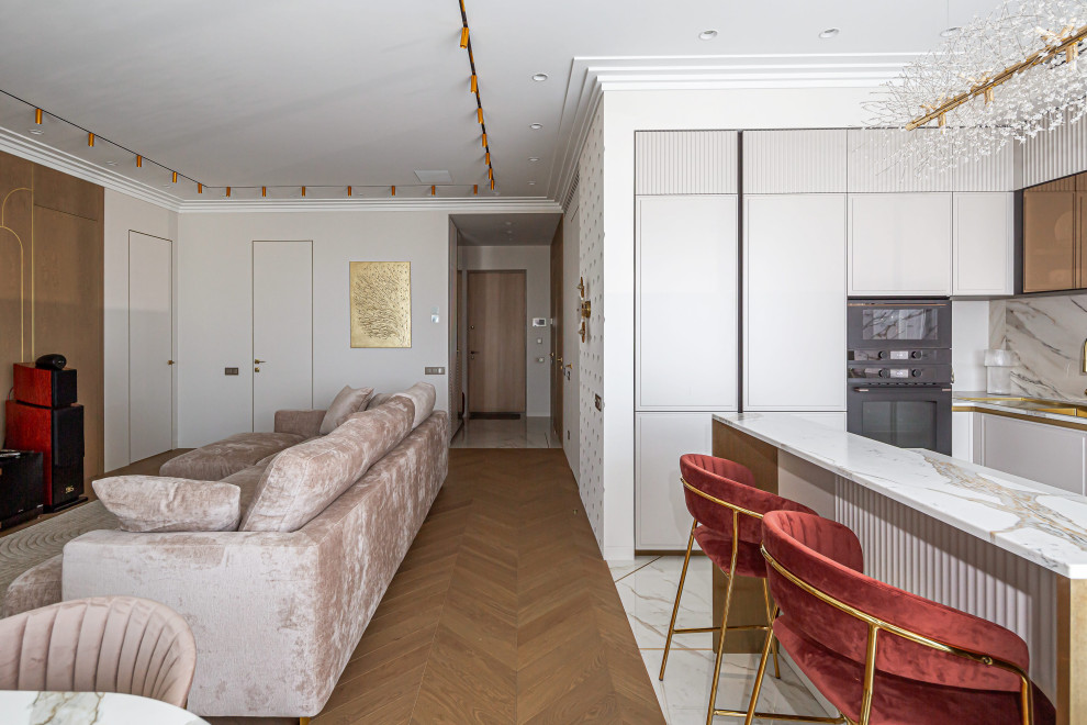 Обложка проекта: Реализованный дизайн проект четырехкомнатной квартиры 112 кв. м.