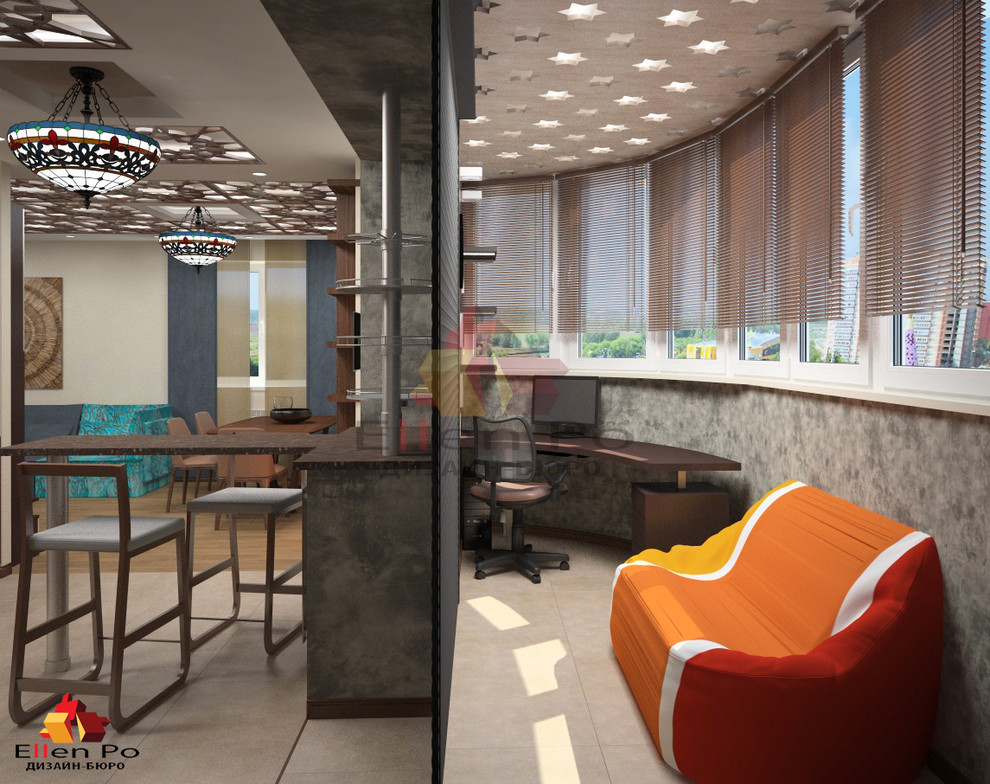 Дизайн трех-комнатной квартиры с элементами лофт и восточной культуры.