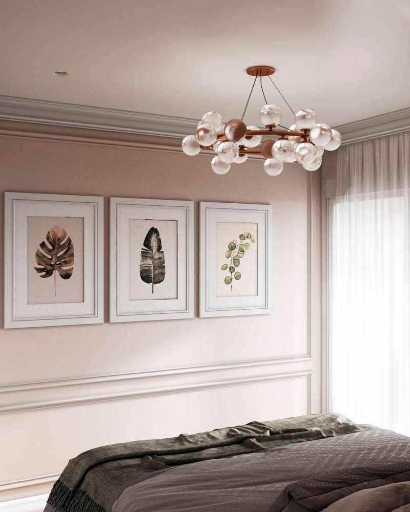 Gray-pink interior. Apartment in St. Petersburg in the neoclassical style