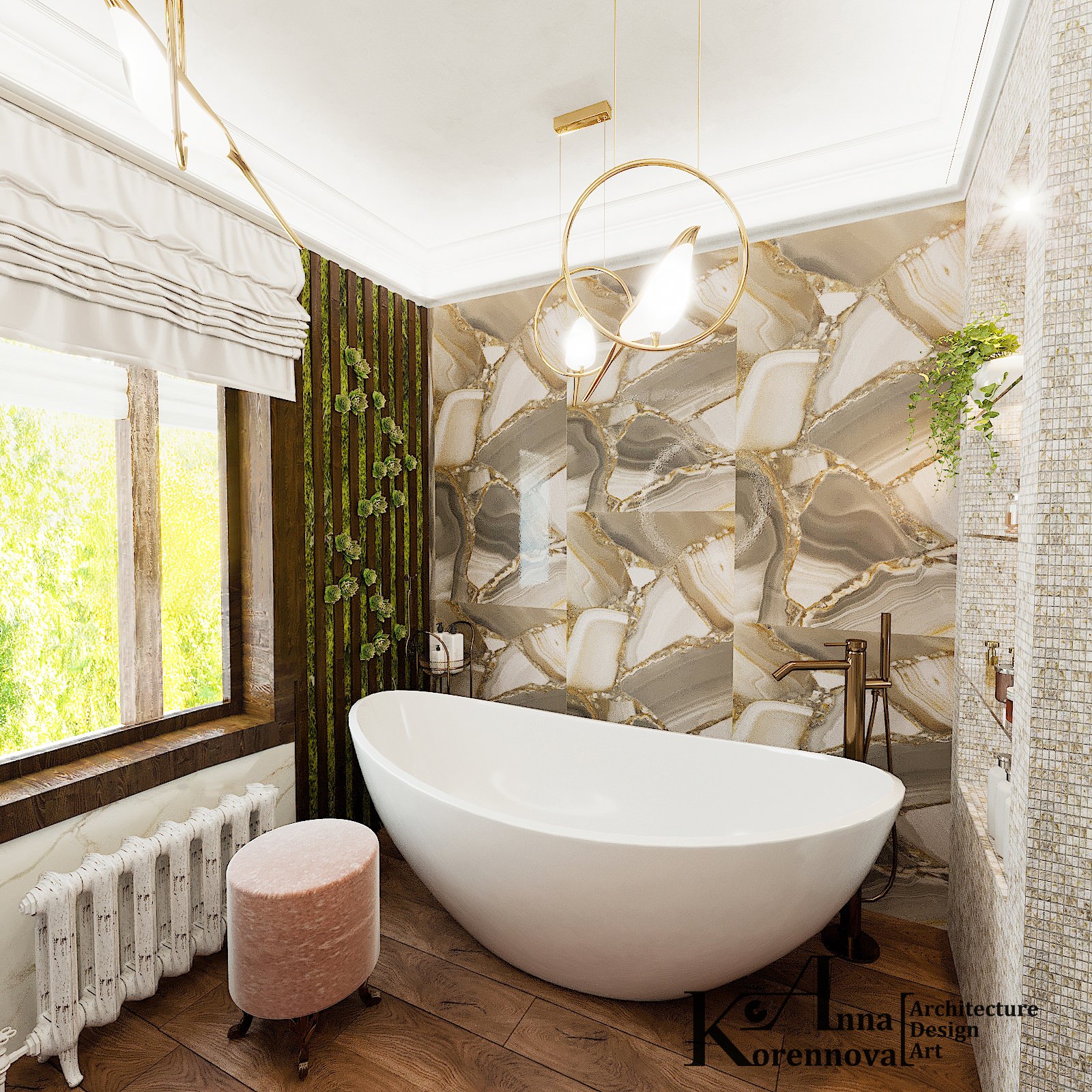 Ванная комната в проекте коттеджа "Дом у реки"