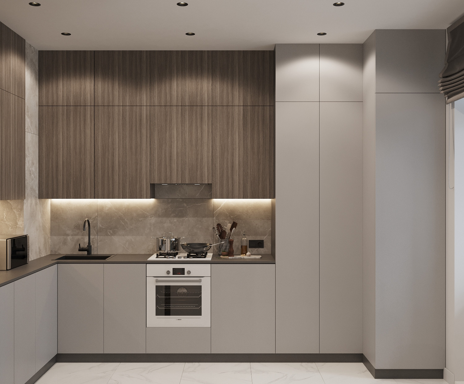 Современная кухня-столовая ЖК Аристократ