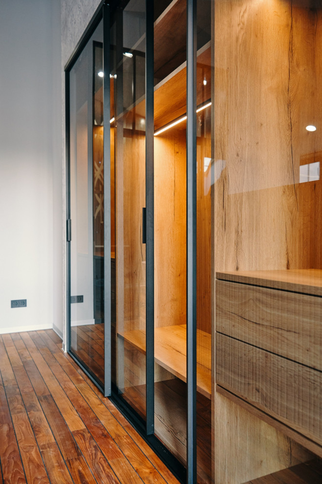 Шкаф-купе raumplus с тонированными дверьми в черном профиле S1200