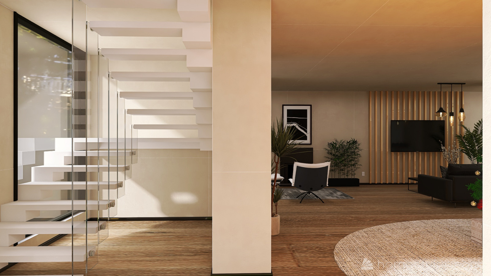 Гостиная в частном доме + спортзал