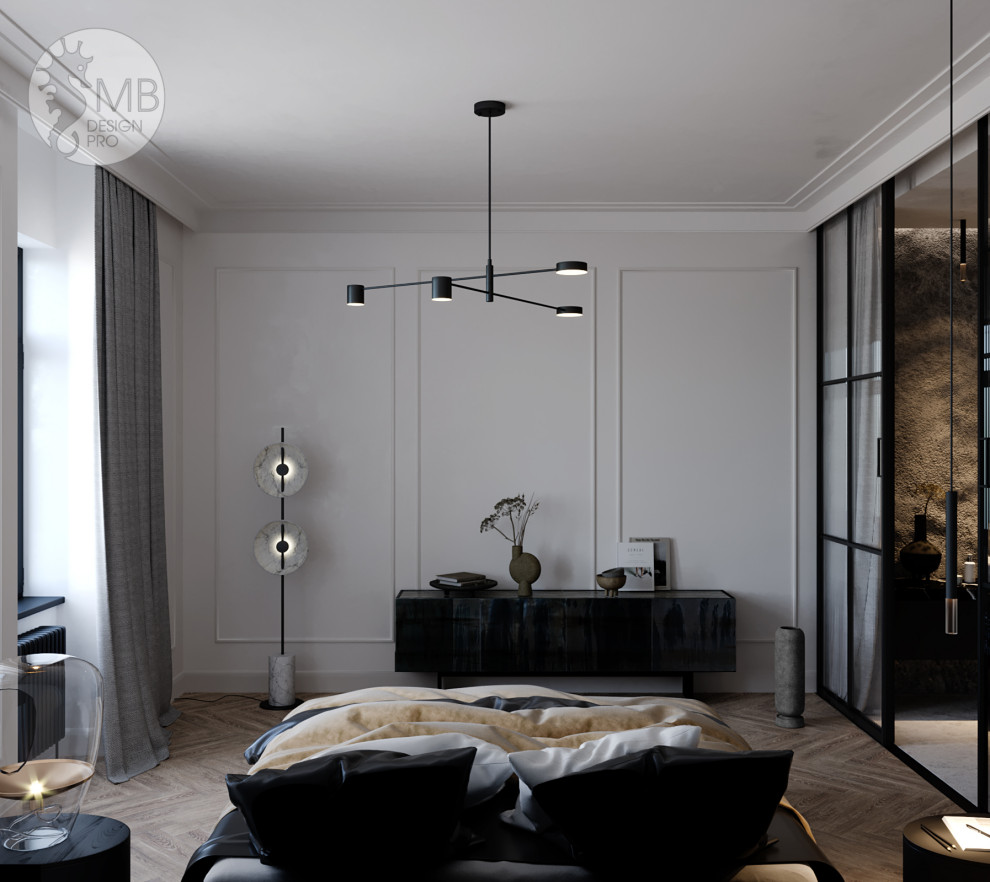 Gray stone. Спальня, совмещенная с ванной комнатой