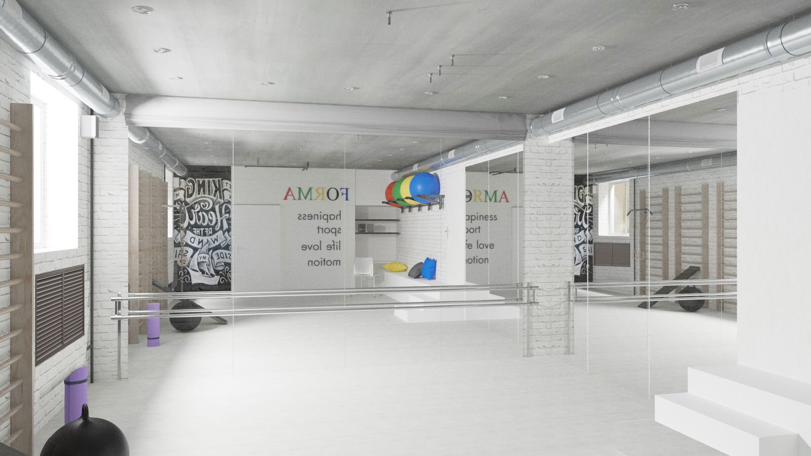Дизайн интерьера спортивного центра и магазина FORMA