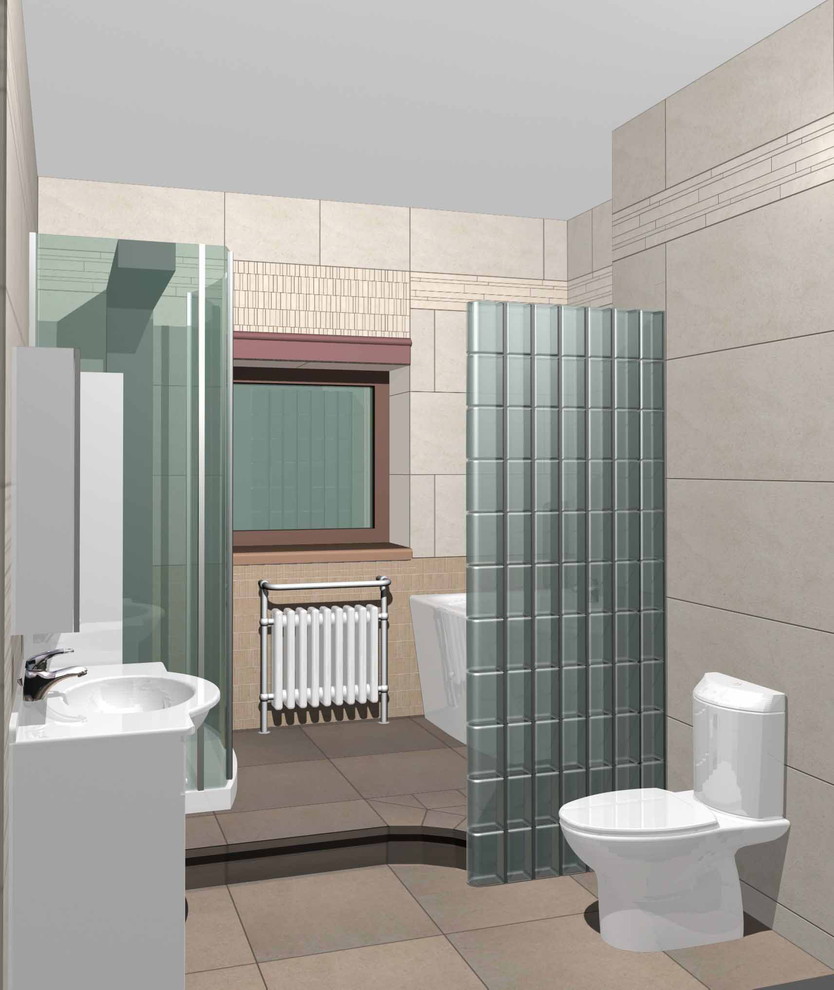 санузел с ванной и кабиной