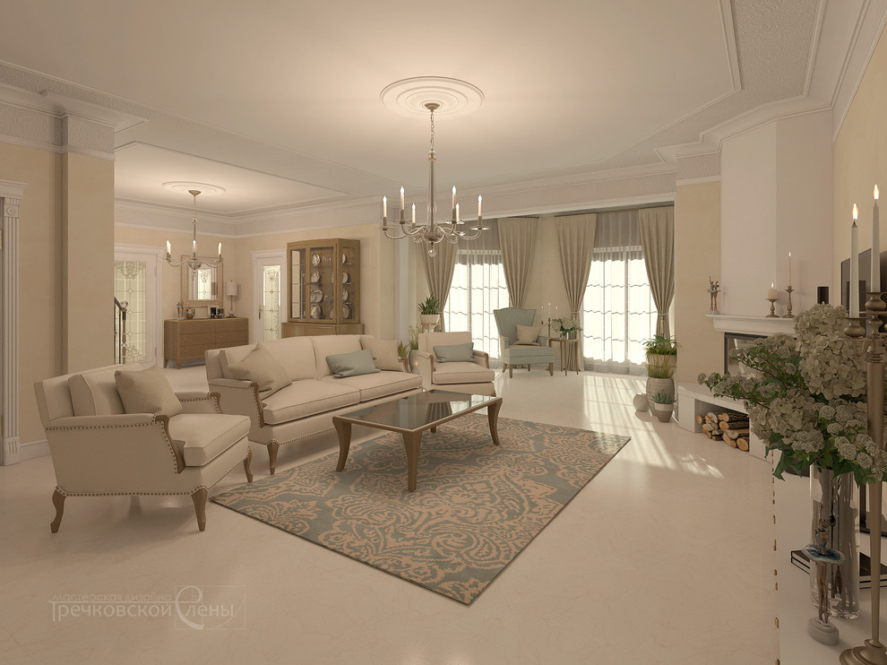 Обложка проекта: Элегантность и уют. Гостиная в загородном доме.