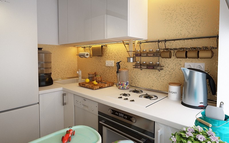 Обложка проекта: Маленькая кухня - визуализации