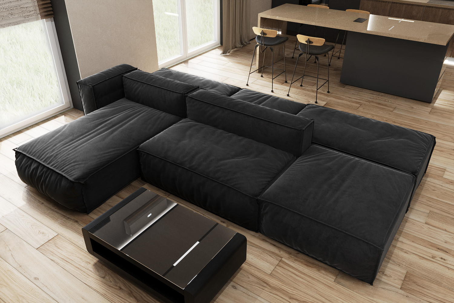 Гостиная, кухня, спальня минимализм