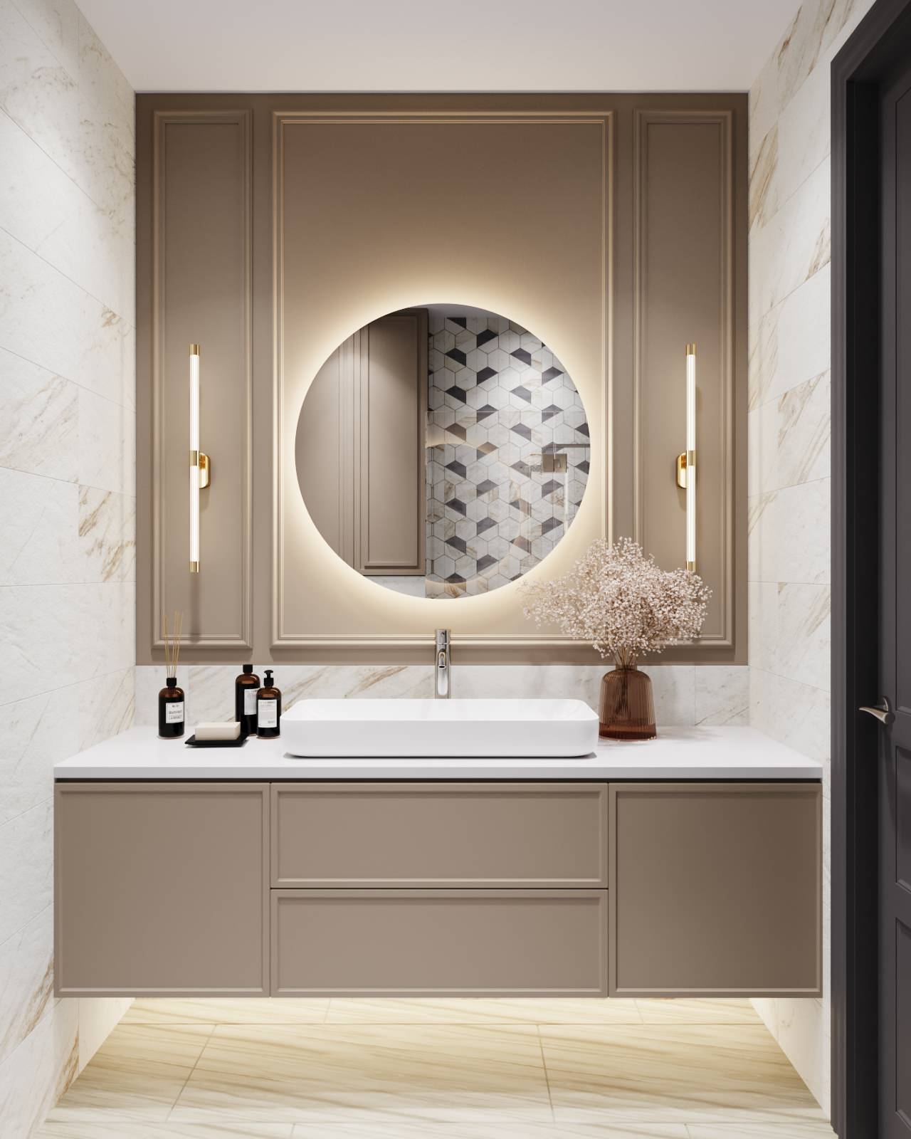 Элегантный интерьер в серо-зеленых оттенках