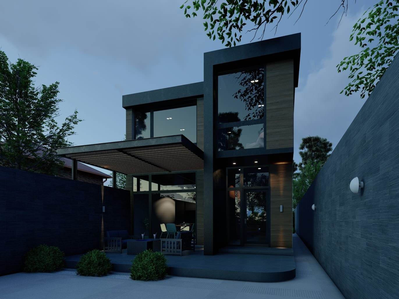 проект частного дома на узком участке