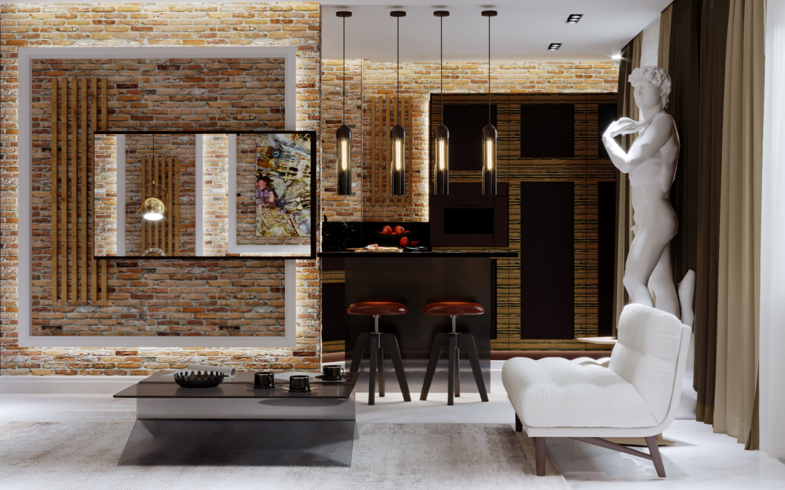 Имиджевая квартира для молодой пары в стиле лофт