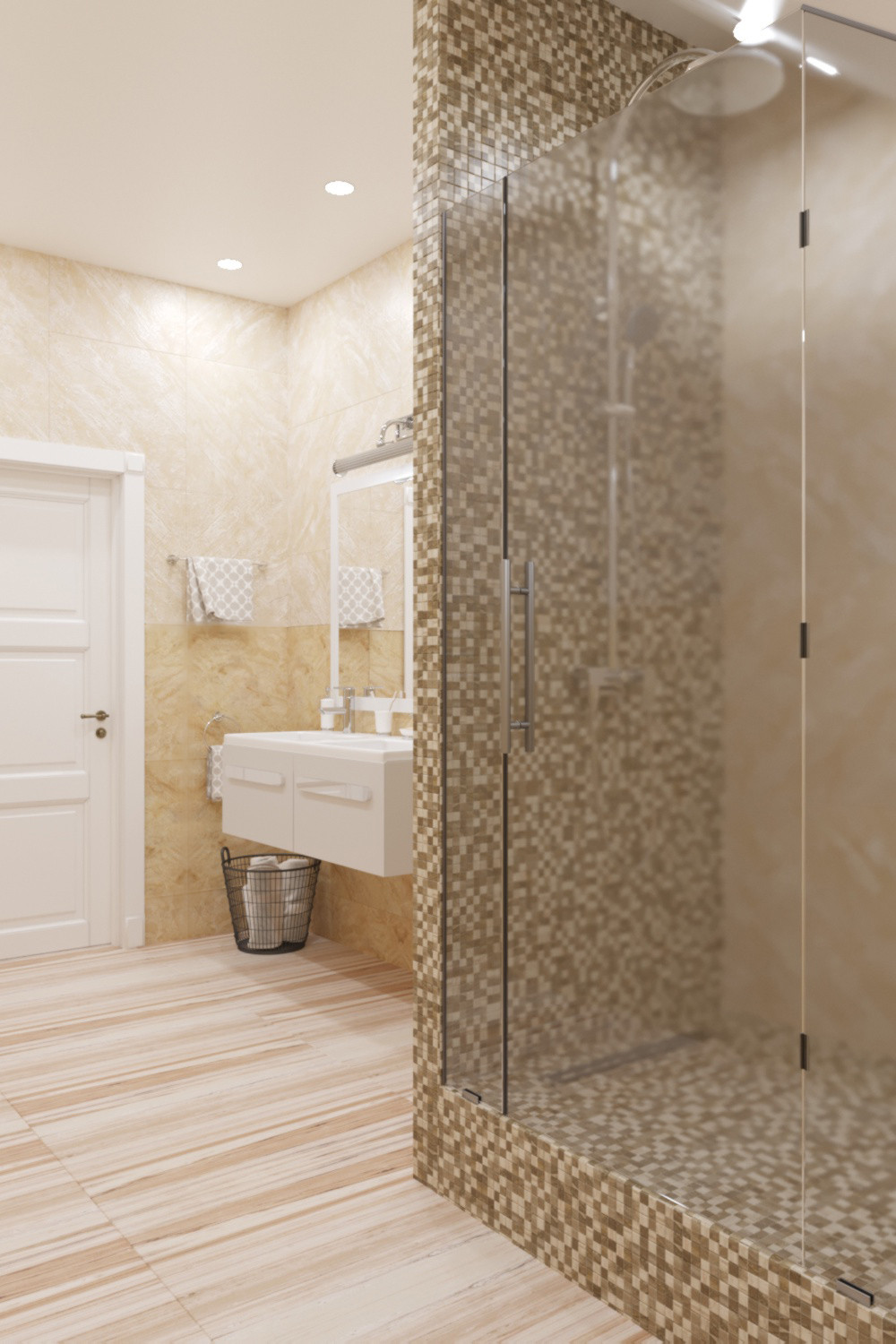 Загородный дом. Душевая в мансарде.