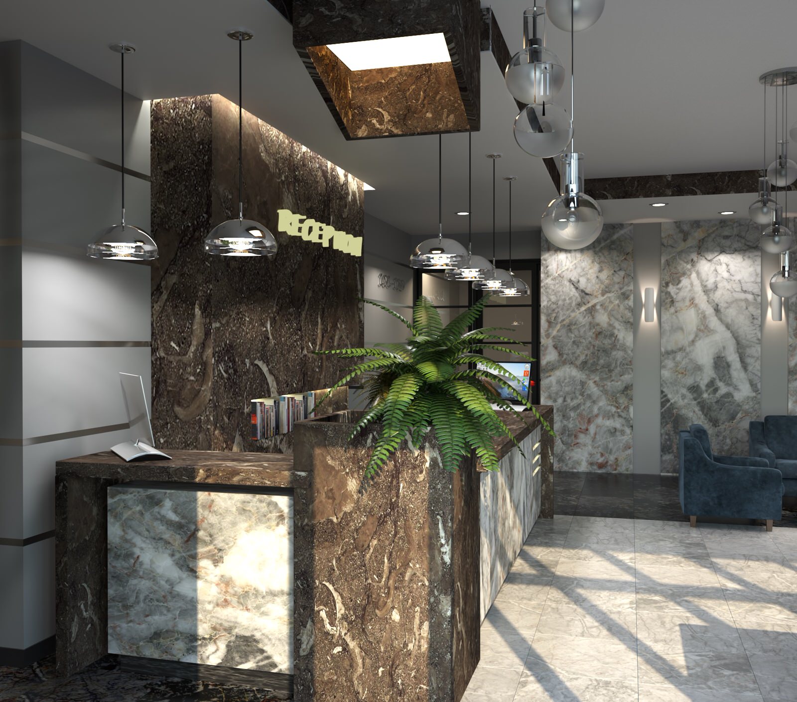 Обложка проекта: Проект лобби для небольшого отеля