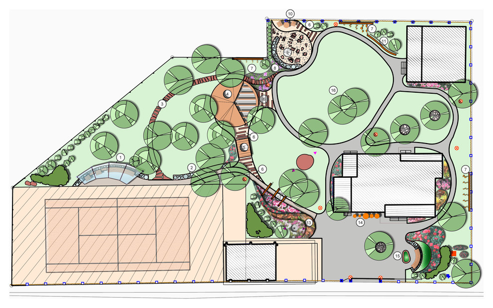 Проект ландшафта с разноуровневыми посадками