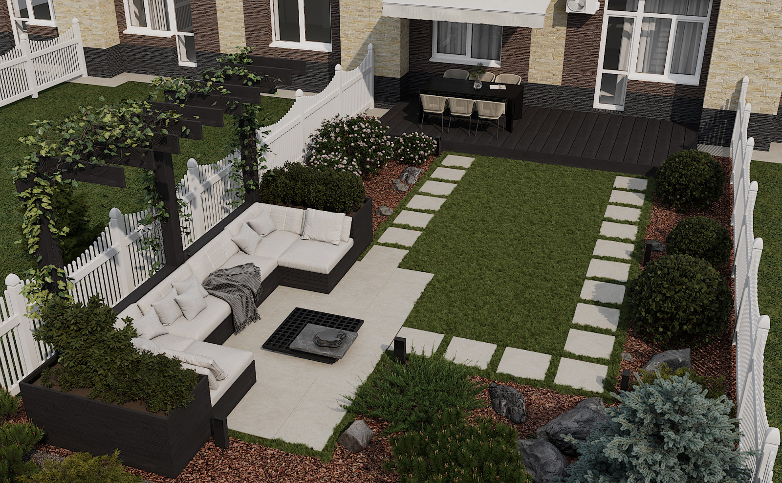 Ландшафтный дизайн у загородного дома