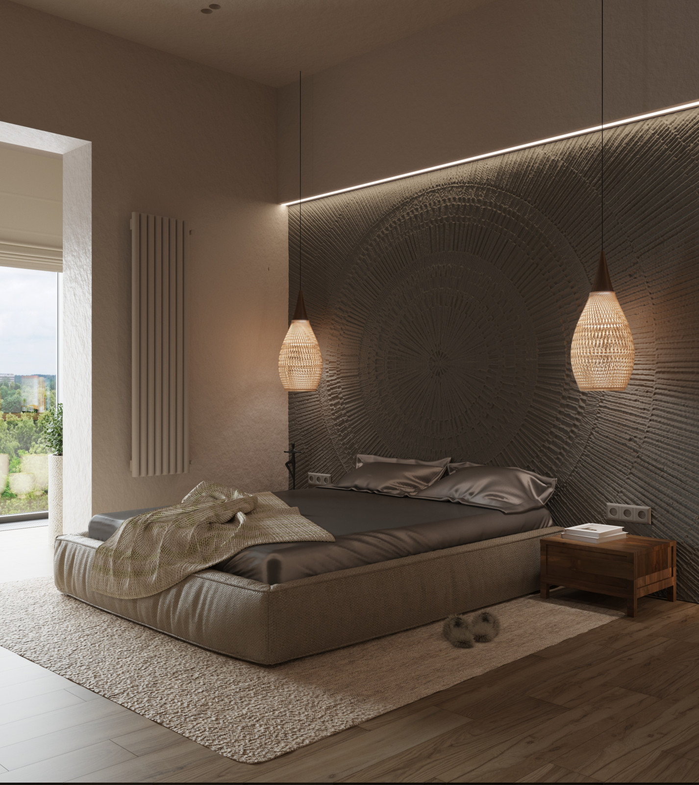 Спальня в стиле ваби-саби из дизайн-проекта в ЖК 8Клёнов, Москва