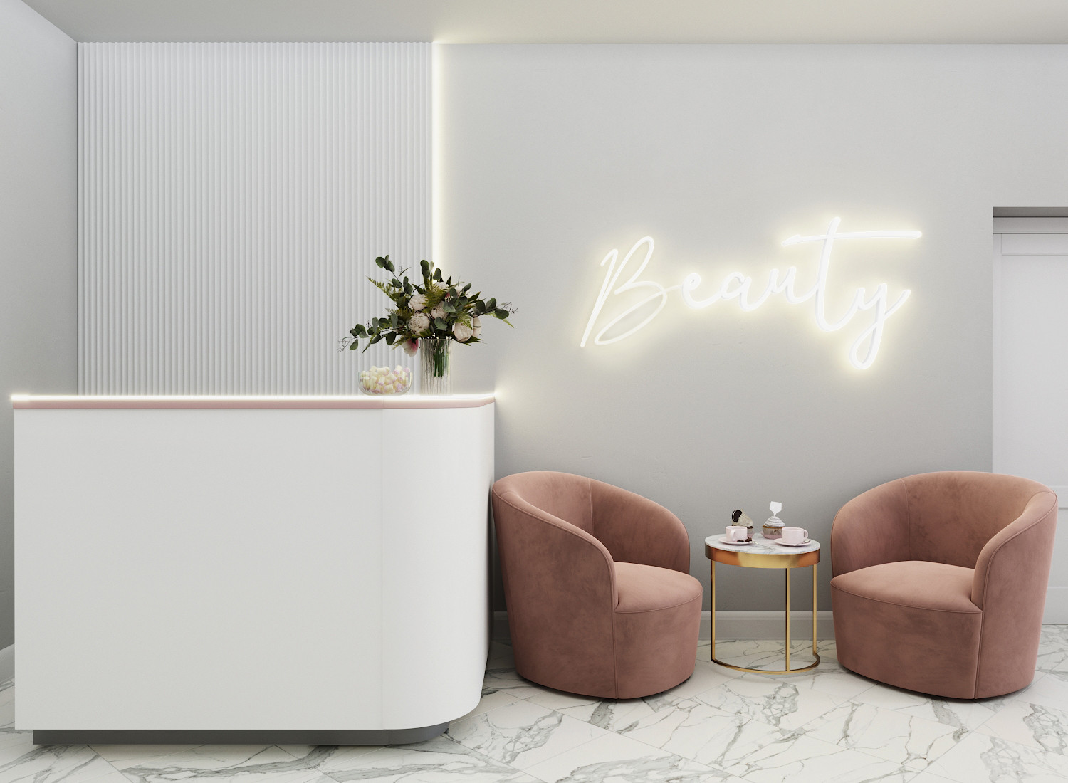 Зона ожидания для гостей и ресепшн