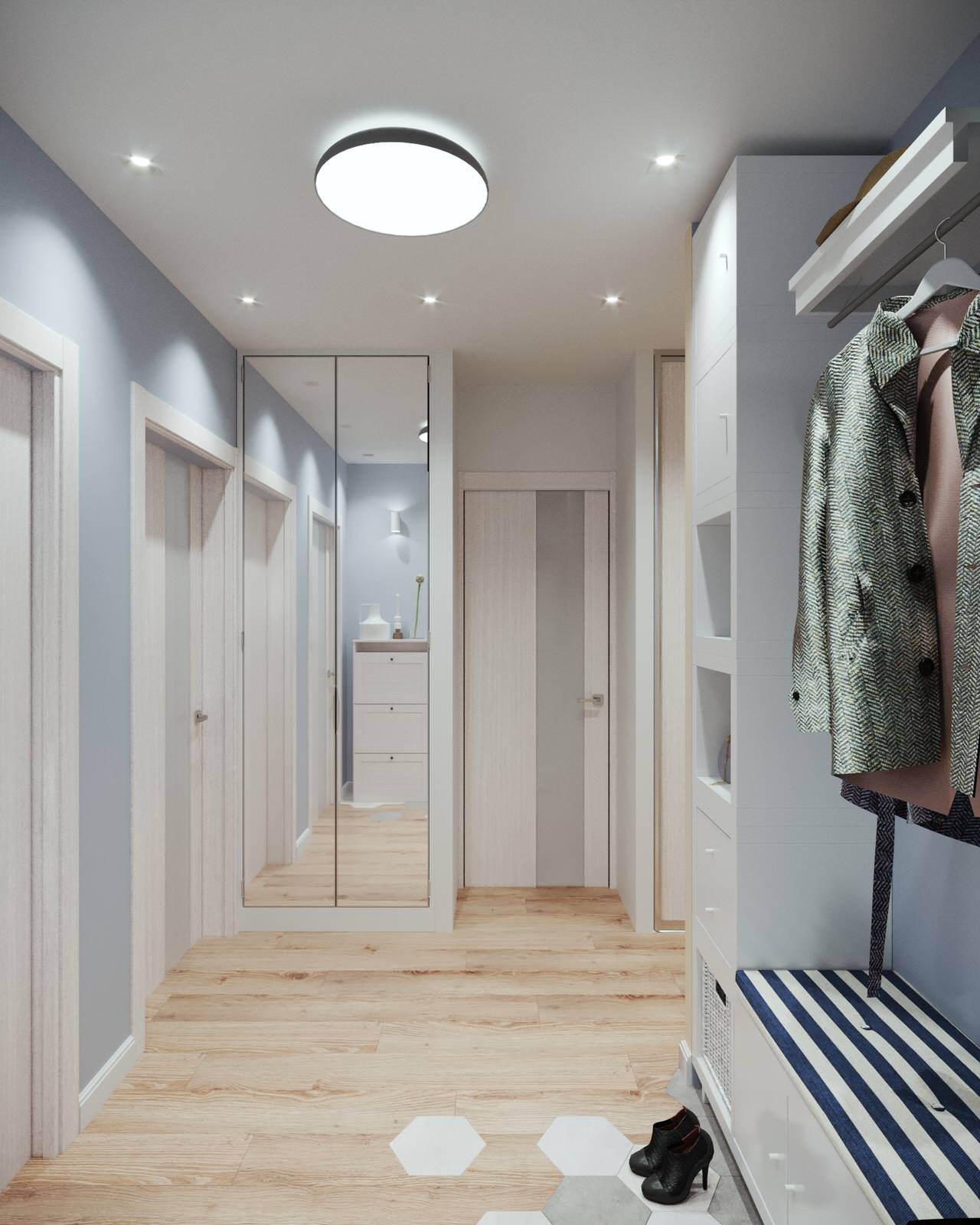 Проект интерьера двухкомнатной квартиры в стиле сканди