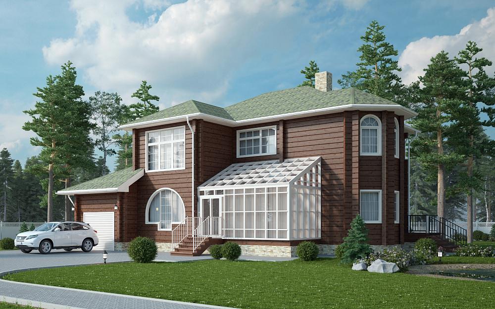 Дом с зимним садом | Клееный брус | Пегас 243