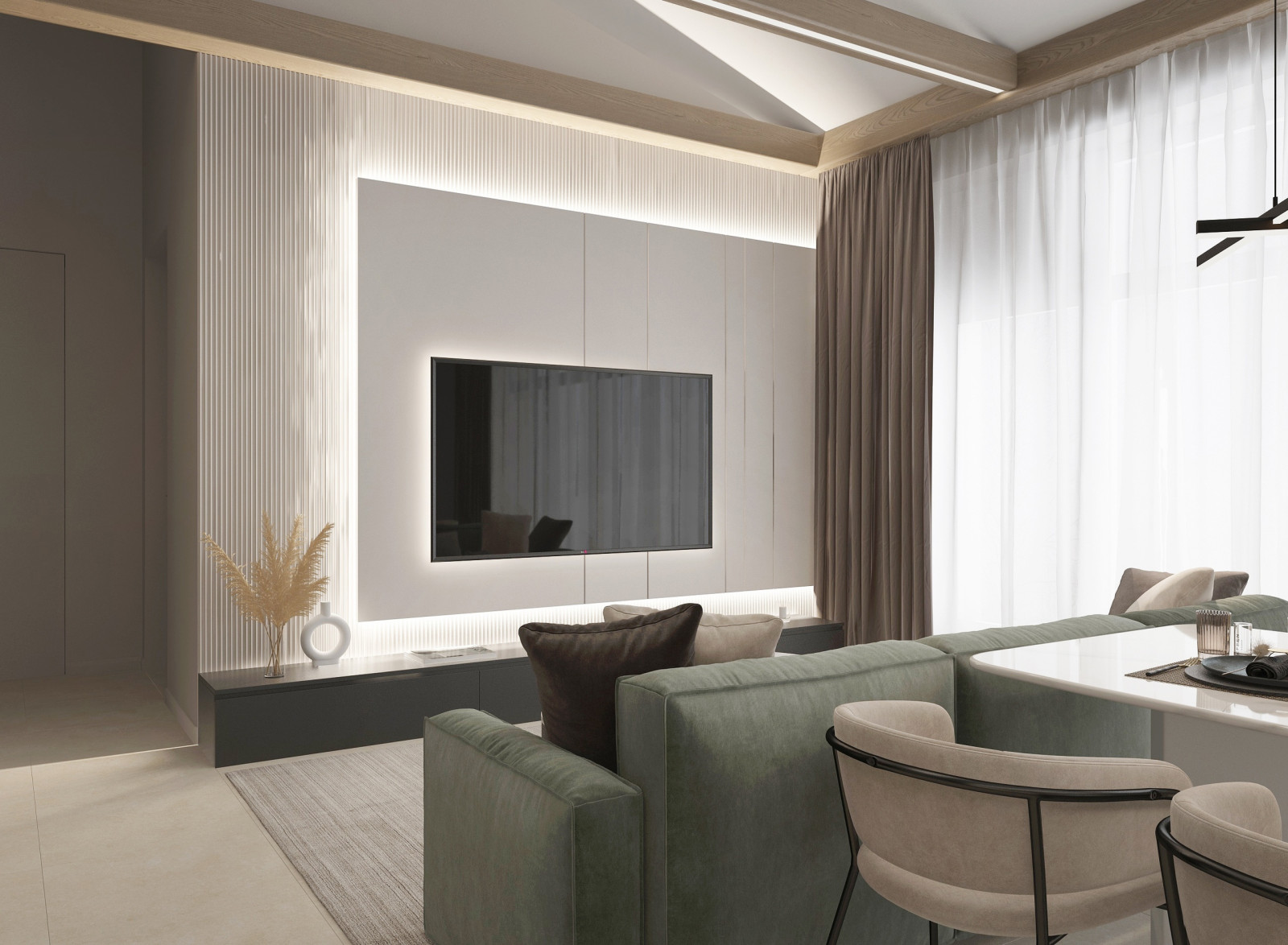 Кухня-гостиная в загородном доме