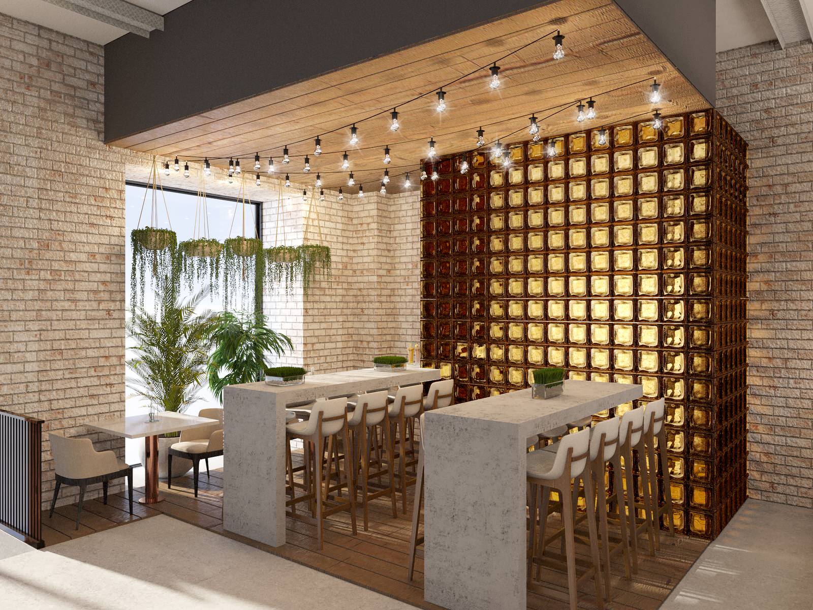 Interior visualisation of food court Manor of Food in the center of Moscow