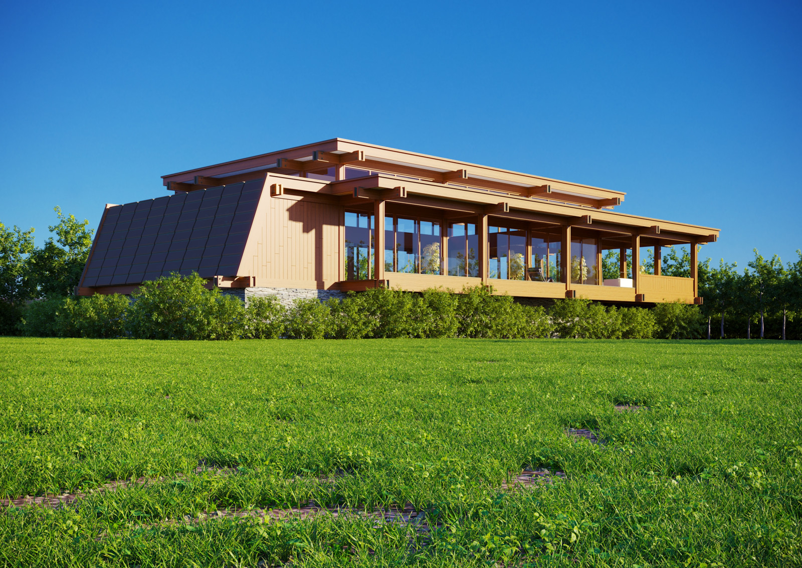 Здание бассейна, фахверковая технология