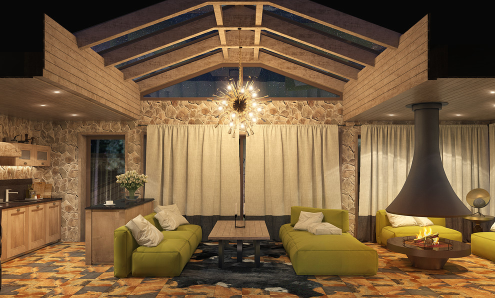 Баня со стеклянной крышей