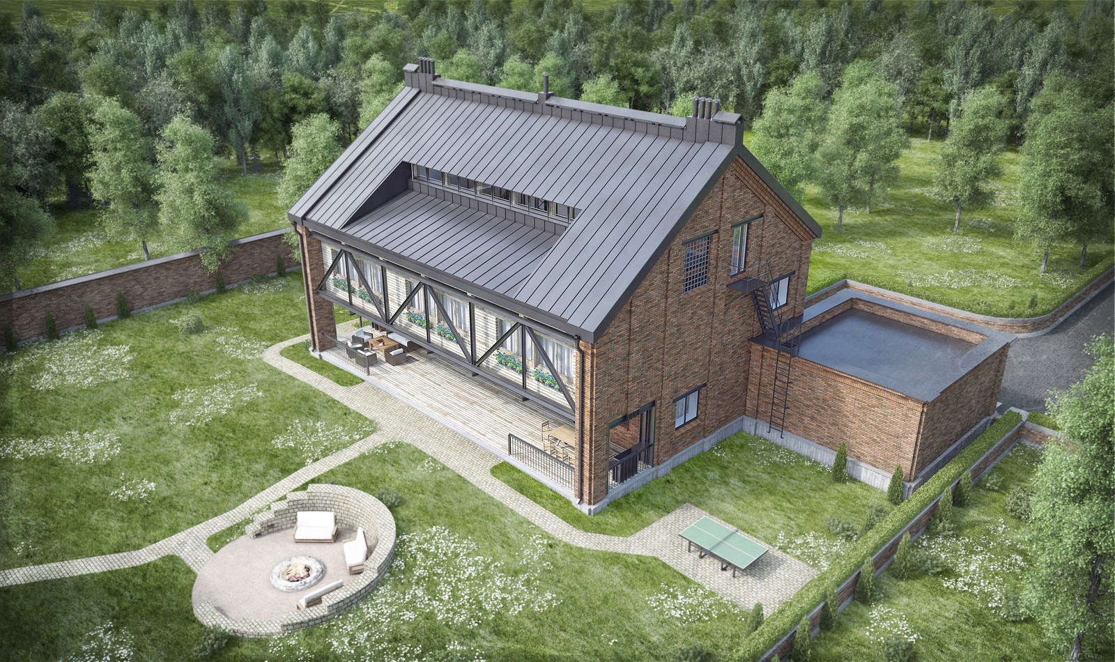 Кирпичный коттедж