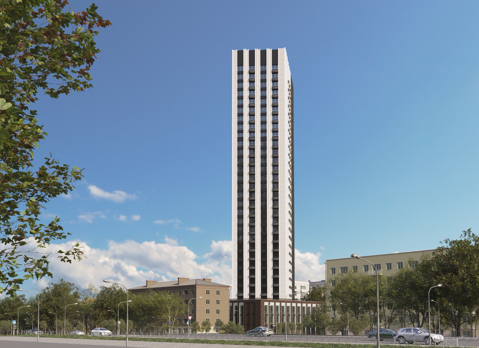 Обложка проекта: ВИЗУАЛИЗАЦИЯ МНОГОЭТАЖНОГО ЗДАНИЯ В г. УФА.