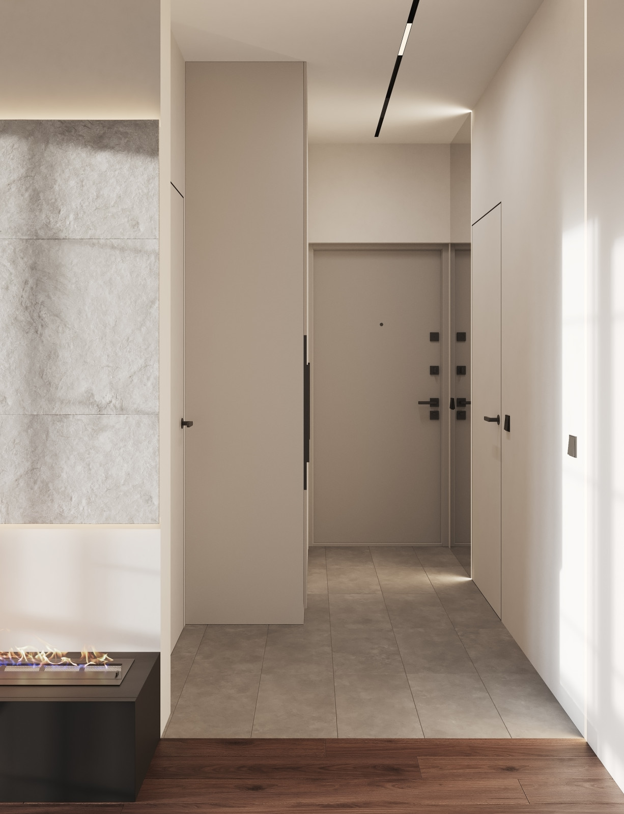 Однокомнатная квартира в стиле минимализма с элементами Азии и киберпанк