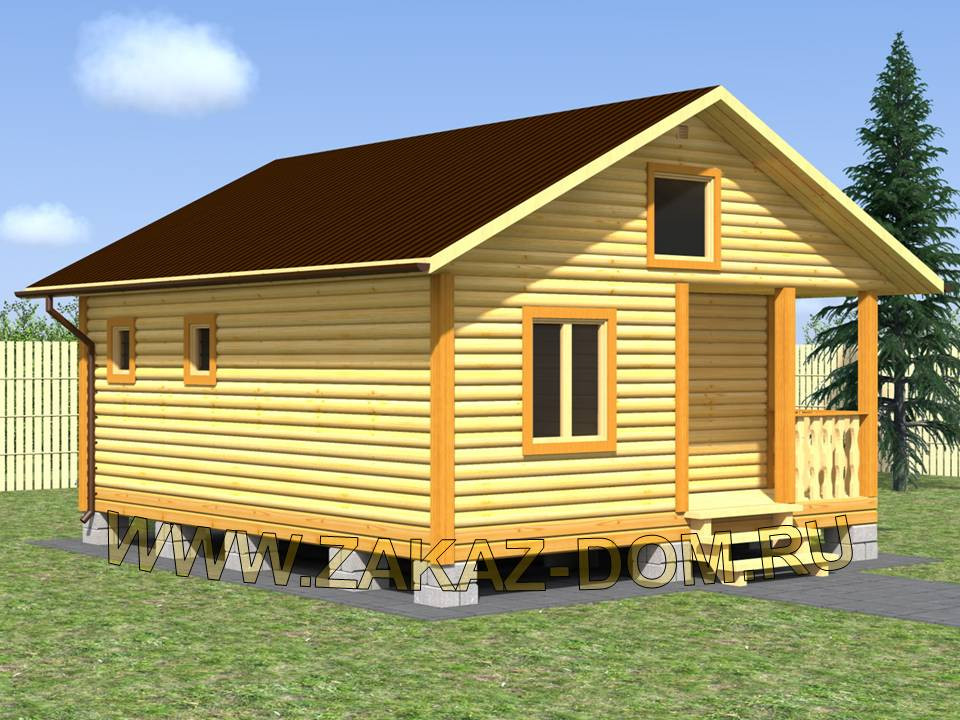 Проект одноэтажной бани из бруса (6х7 м) : Б-107