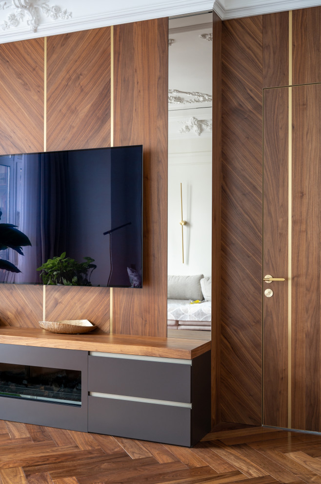 Мебель в гостиную со шпоном американского ореха