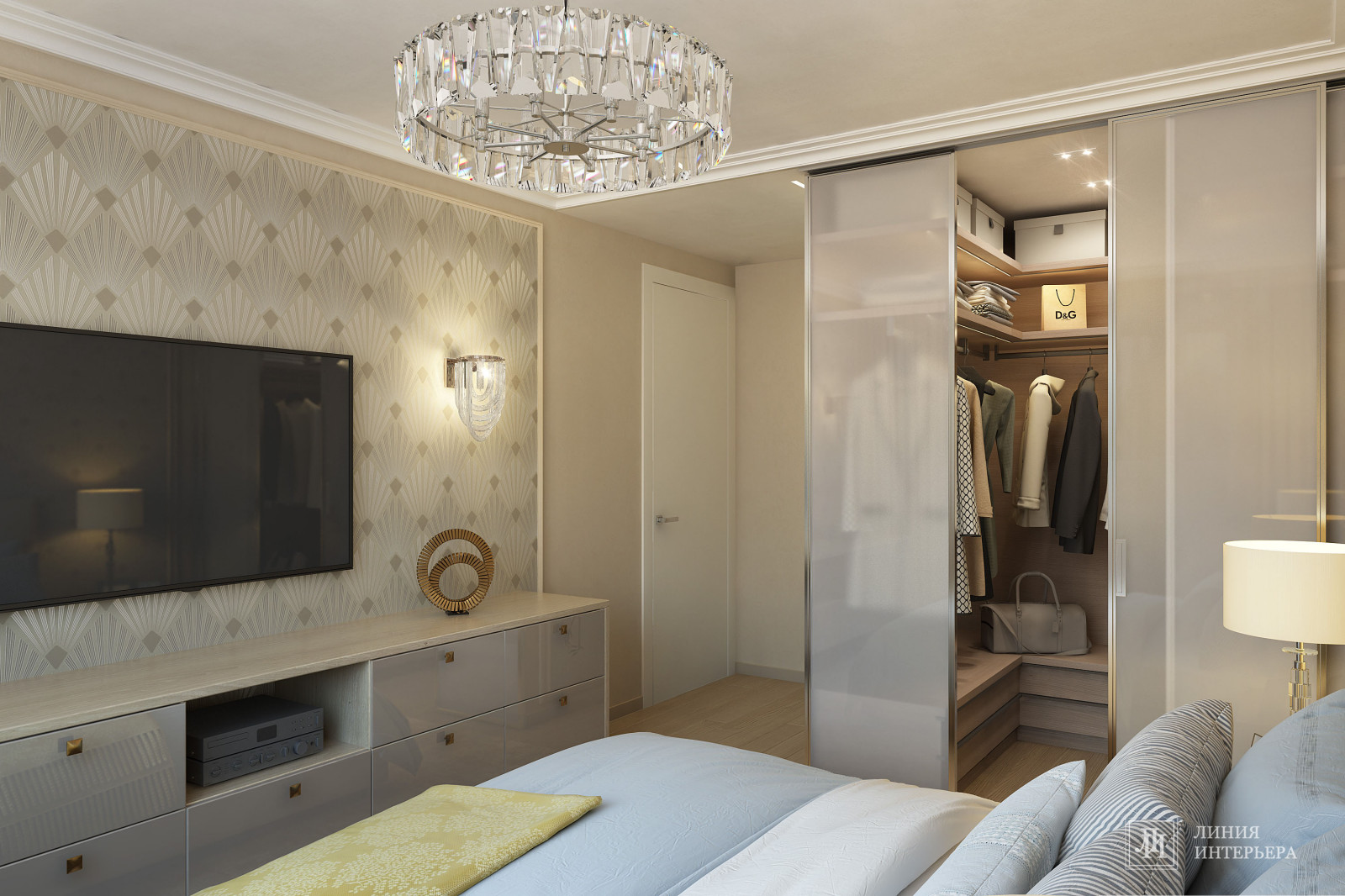 Дизайн спальни с гардеробной