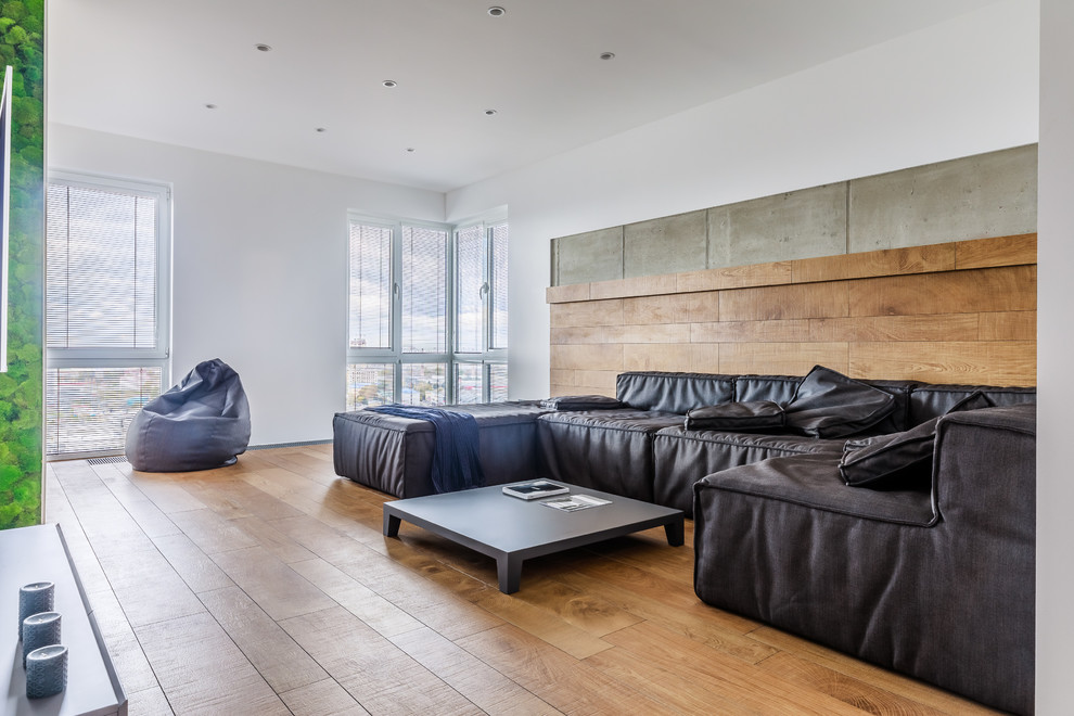 Над городом - интерьер в стиле экоминимализм для холостяка