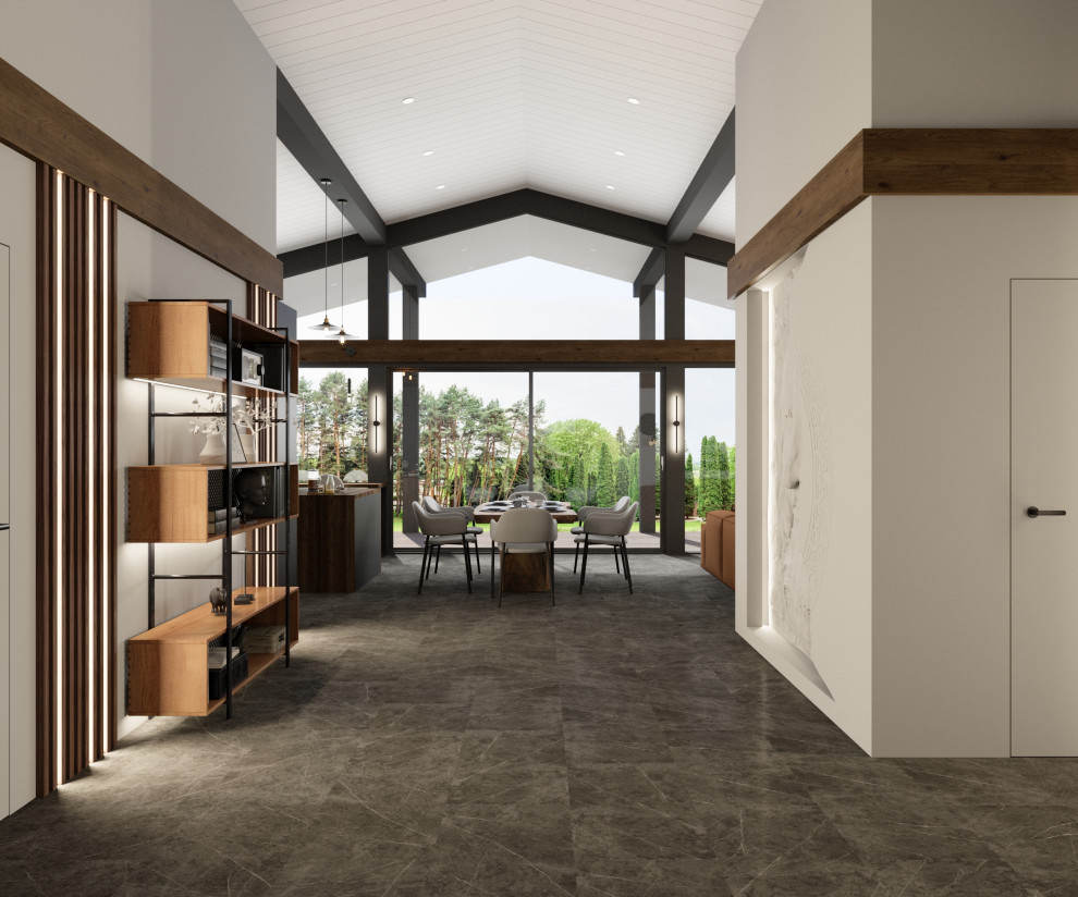 Дизайн кухни-гостиной в доме