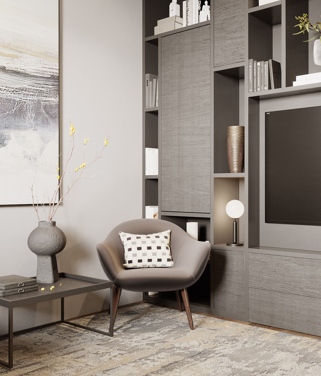 Лаконичный интерьер в элегантных оттенках серого и бежевого