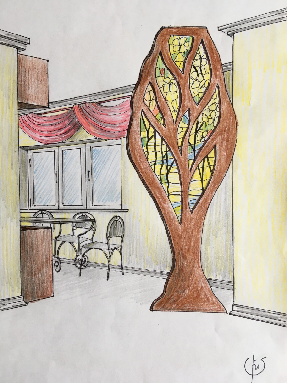 квартира в авторском стиле с Деревом и Венерой