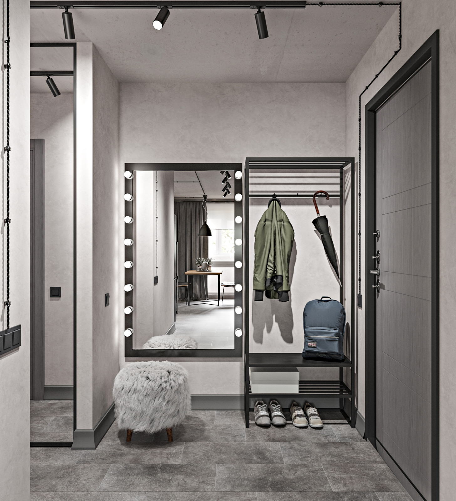 Серая квартира лофт