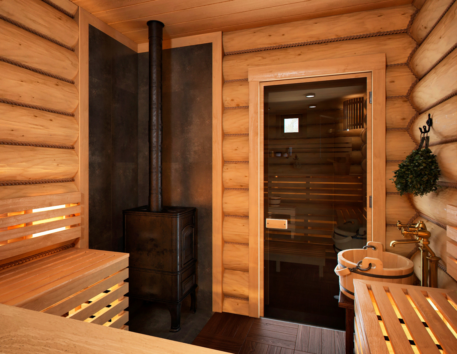 Деревянный дом с баней