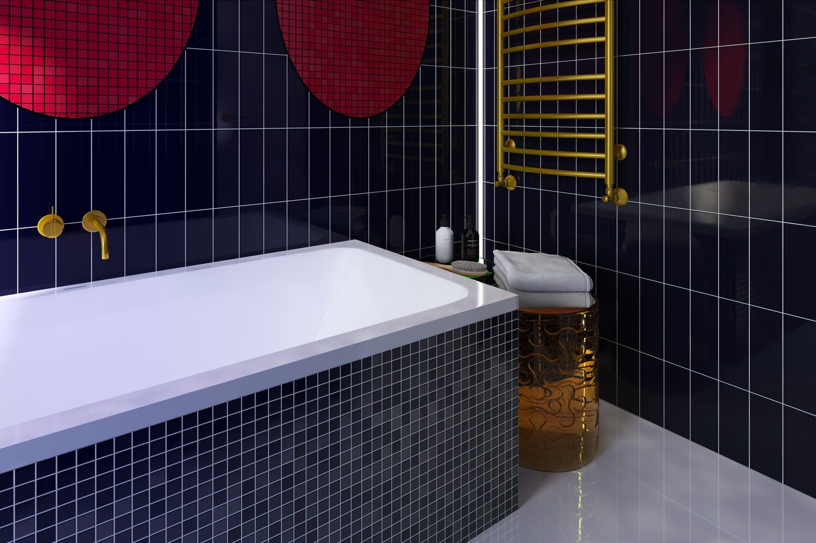 Ванная комната в стиле mid-century modern.