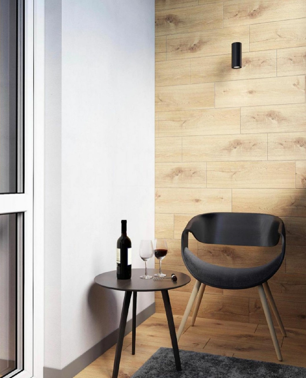 Уютный и минималистичный  балкон в квартире 58 кв.м.