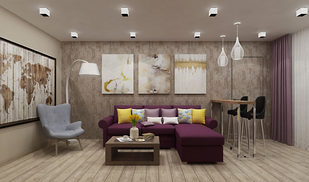 Обложка проекта: ДИЗАЙН-ПРОЕКТ ОДНОКОМНАТНОЙ КВАРТИРЫ «BURGUNDY»