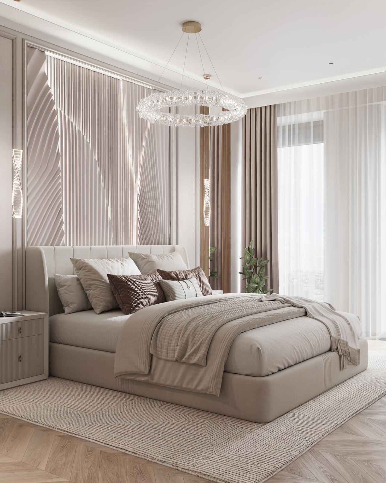 Интерьер в бежевых оттенках в ЖК Eniteo