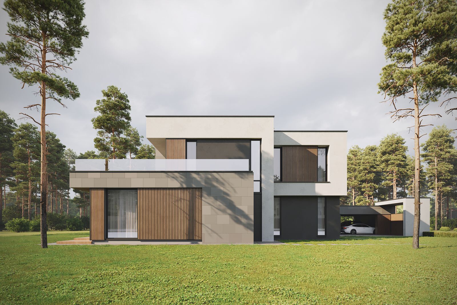 Современный дом с панорамным остеклением