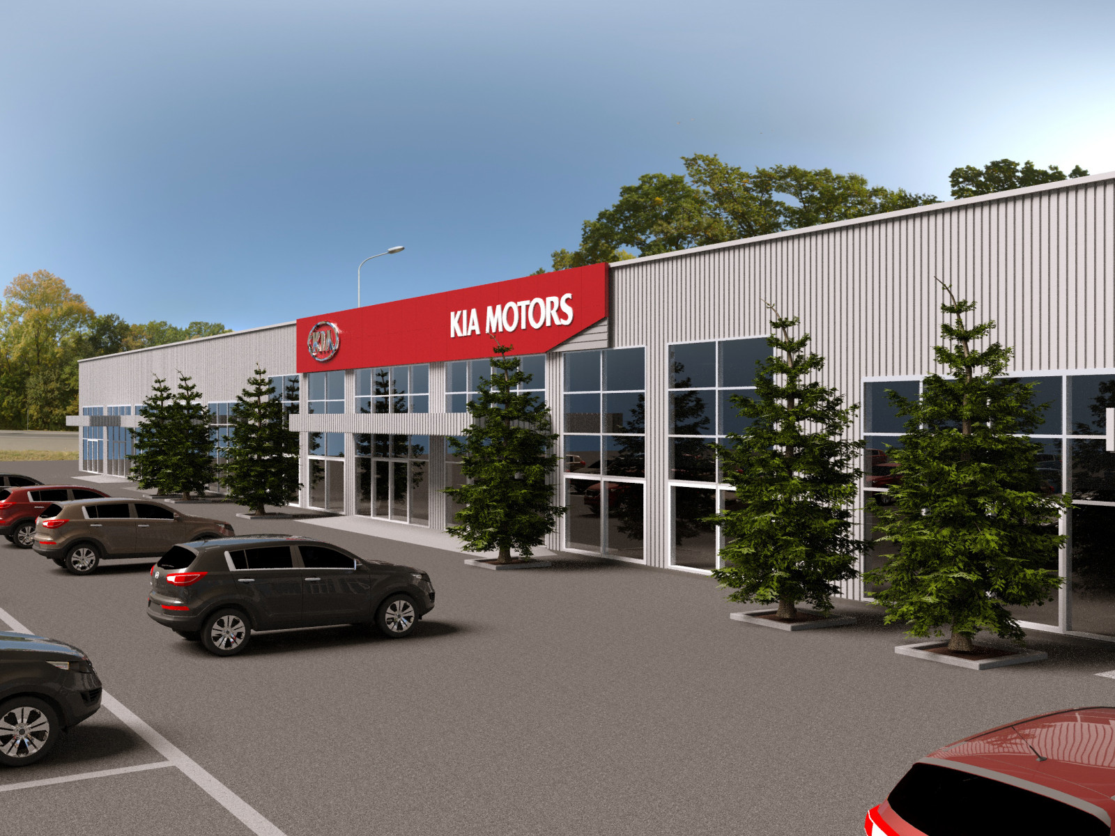 Экстерьер автоцентра KIA "Kmotors" в Алматы