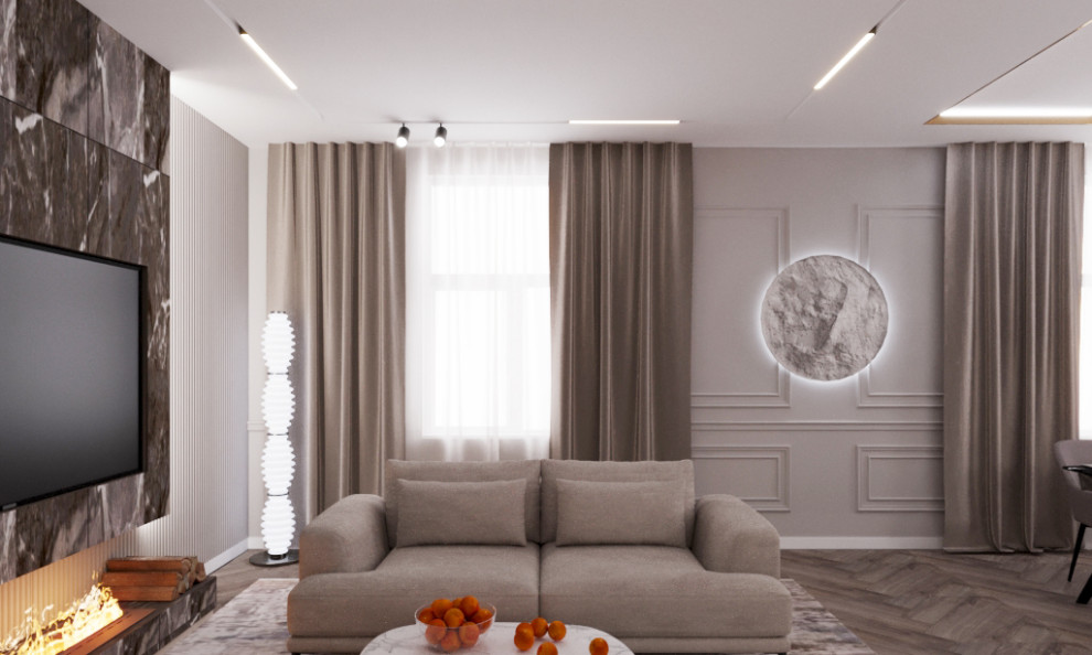 Обложка проекта: Дизайн гостиной в стиле "Современная классика"