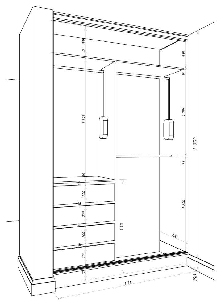 Обложка проекта: Шкаф купе №1951-20