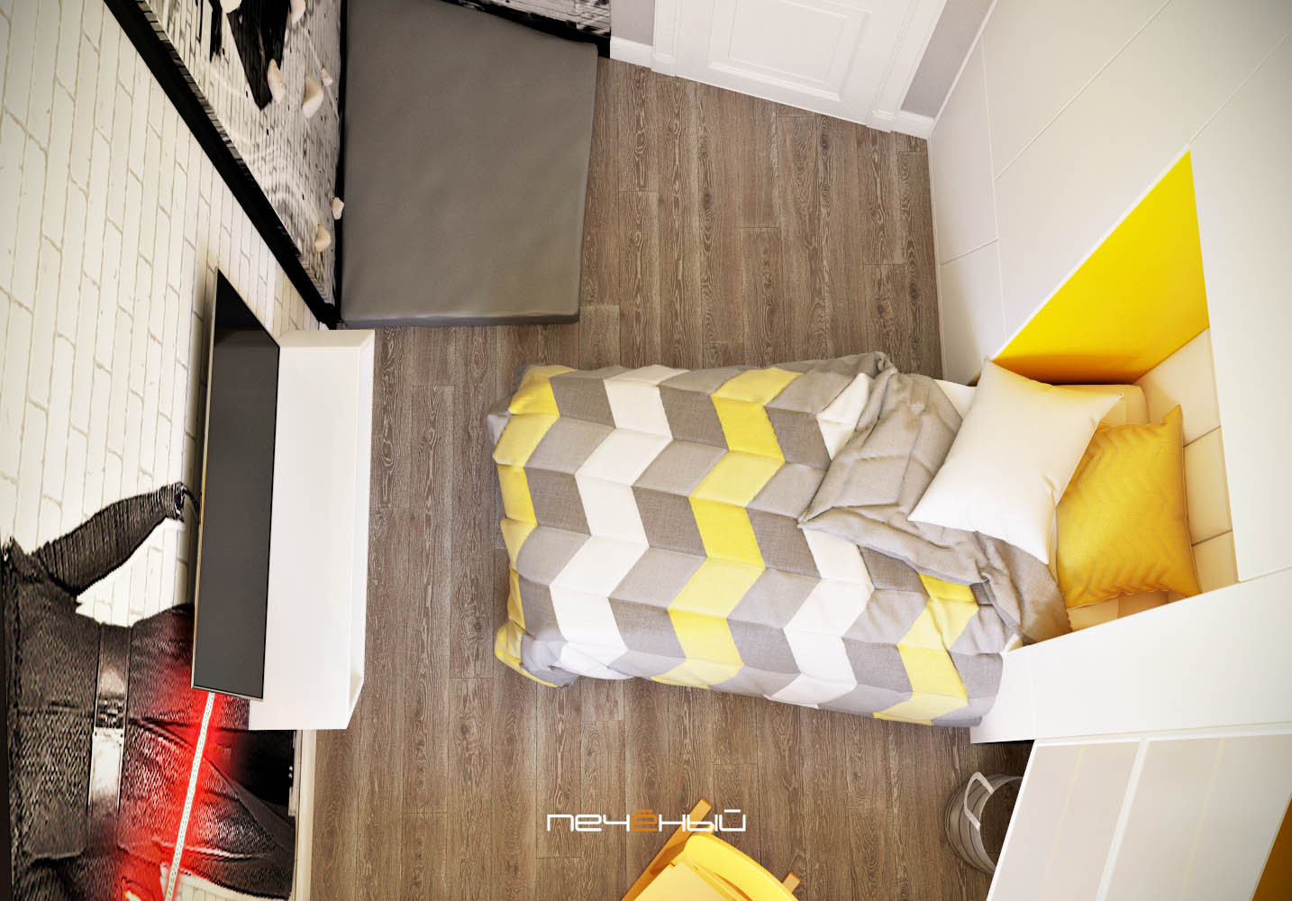 Серая с золотом трёшка — современная классика