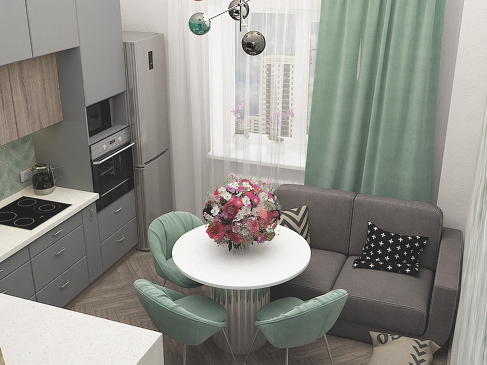 Интерьер однокомнатной квартиры по ул. Ломоносова